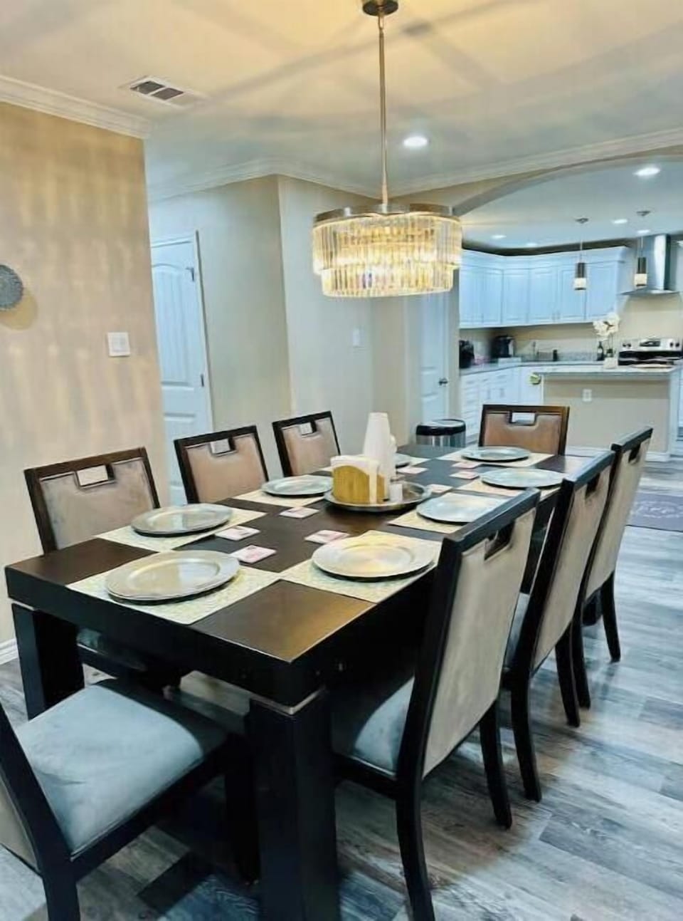 "Stylish dining space for meals, games, or planning your next adventure."