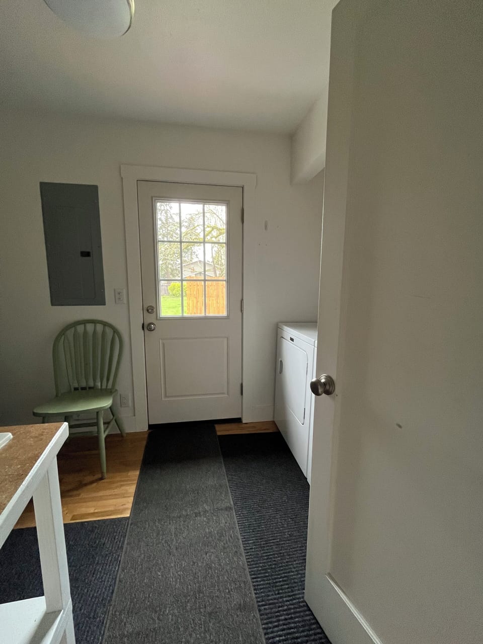 Back entryway where washer and dryer are located