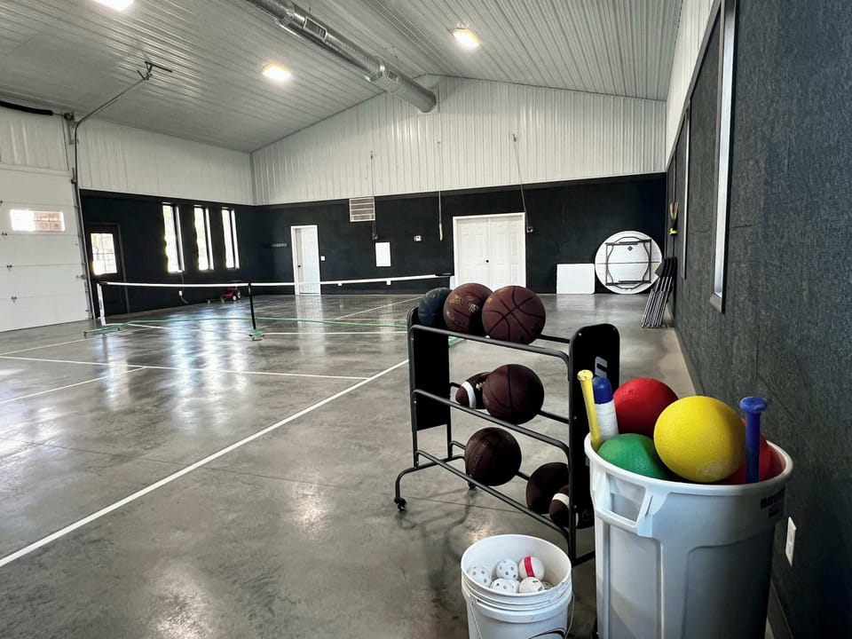 Our climate controlled gym is stocked with all the items you need for days of play!