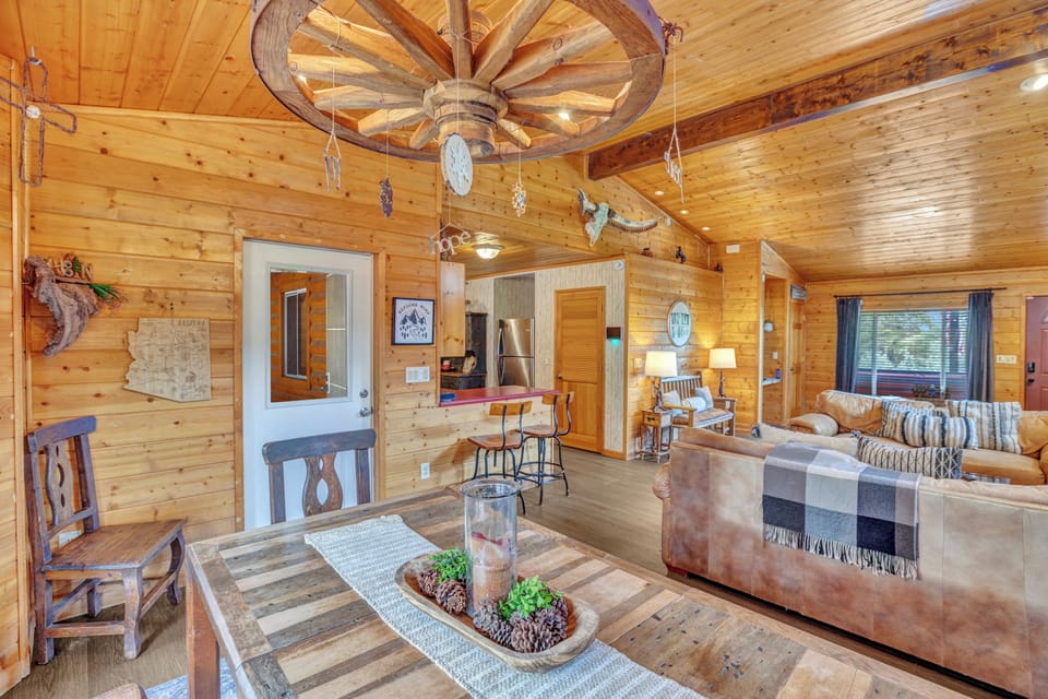 Huge farm table for amazing dining and fun family game time!