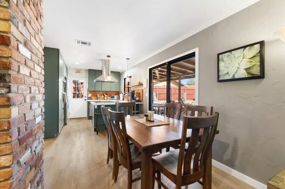 Stylish dining table that comfortably seats six guests—perfect for shared meals