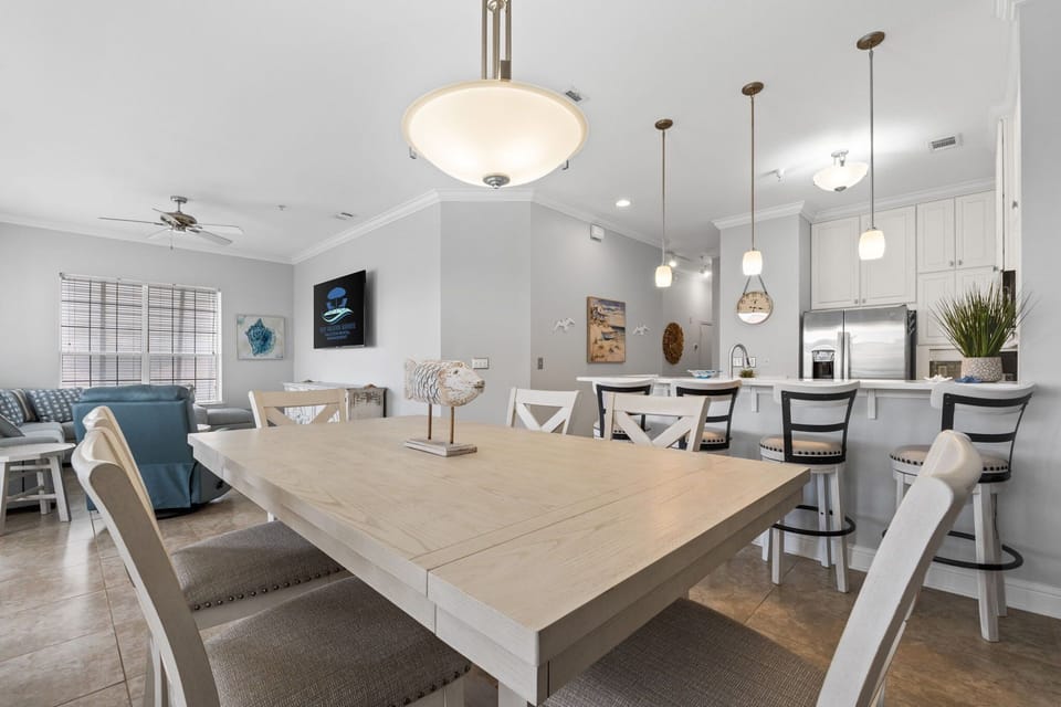Gather for meals in the stylish dining space or enjoy casual bites at the bar with views of the open kitchen.
