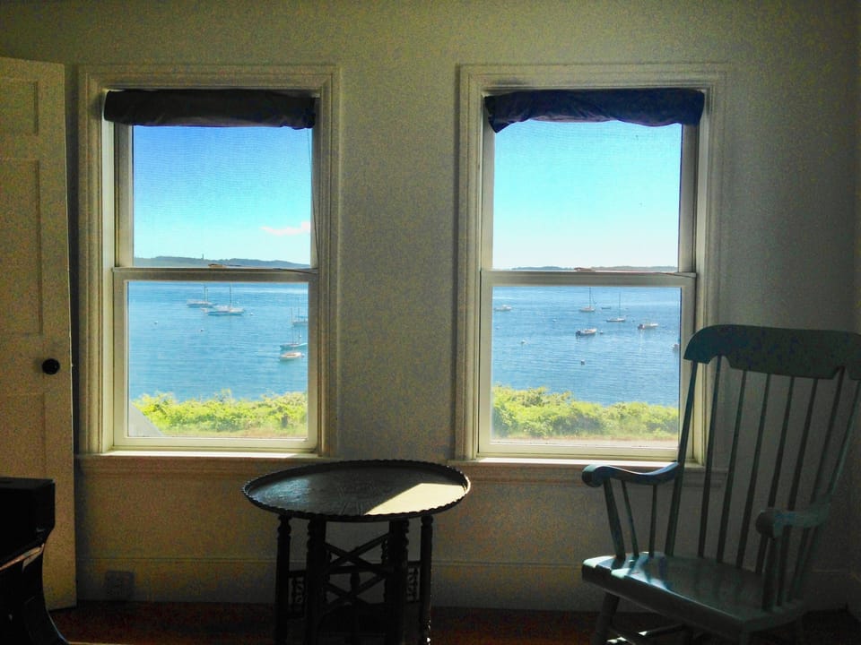 View from downstairs sitting room: grand piano access upon special request