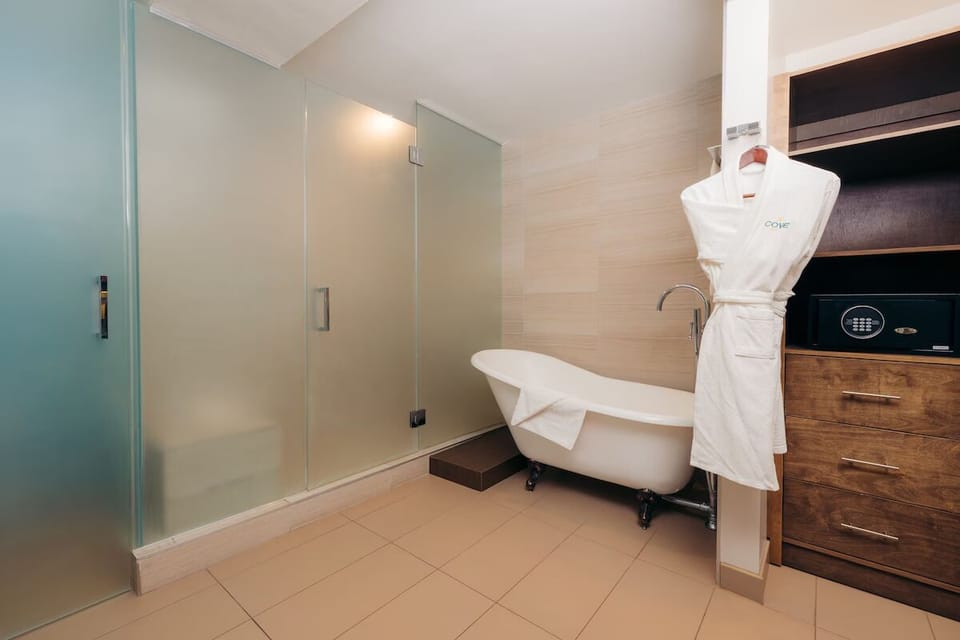 Soak and reset in a spa-like tub after adventures.