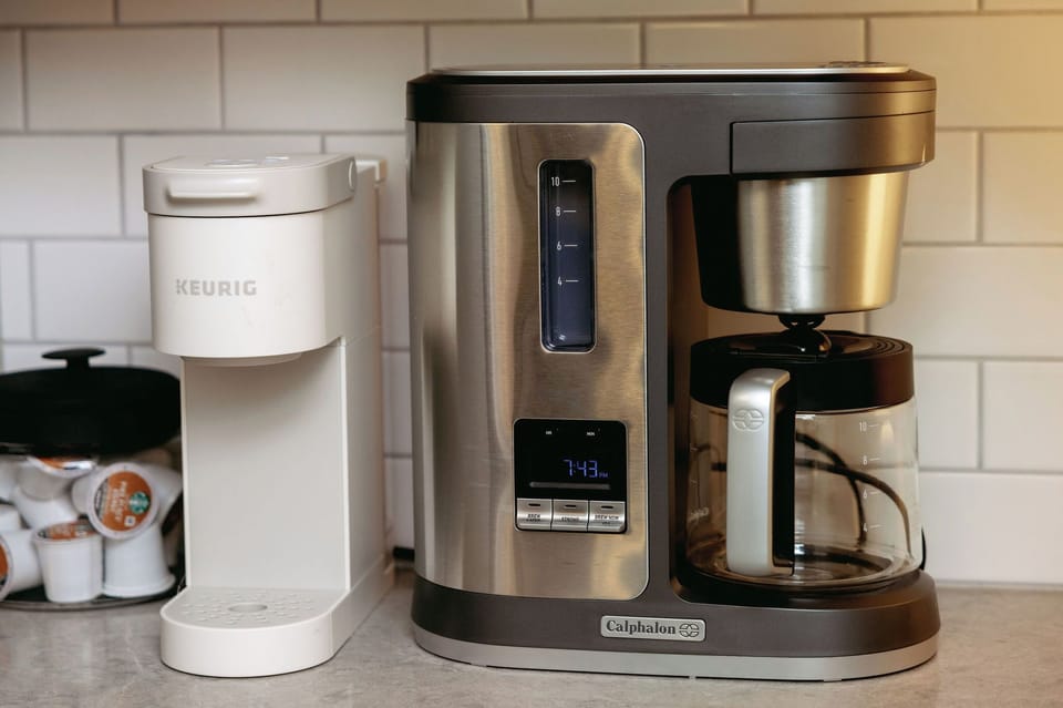 Mini Keurig and regular drip coffee pot