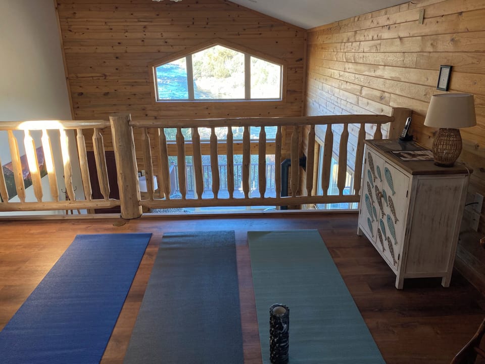 A great space to wake up and stretch, with a serene view.
