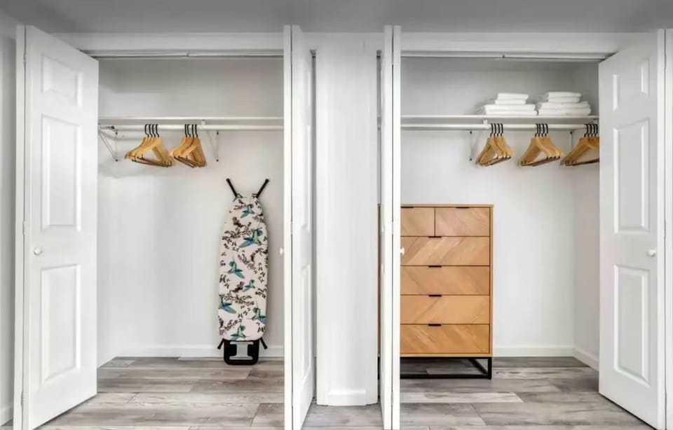 Spacious closet with plenty of hangers