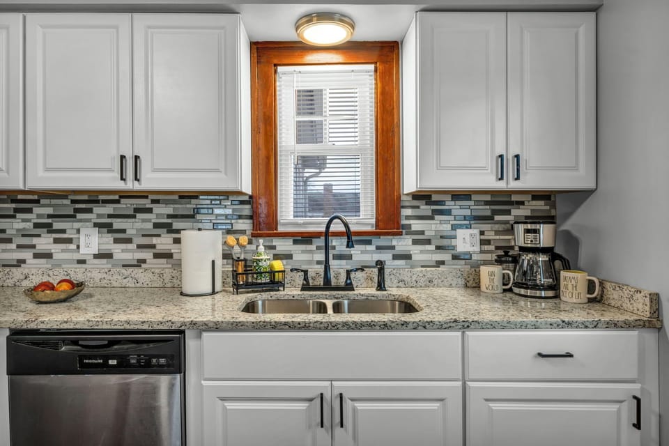 Coffee lovers welcome: French press, coffee maker, tea kettle + starter supplies