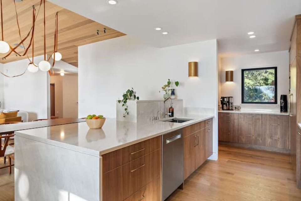 Kitchen island looking to dining area