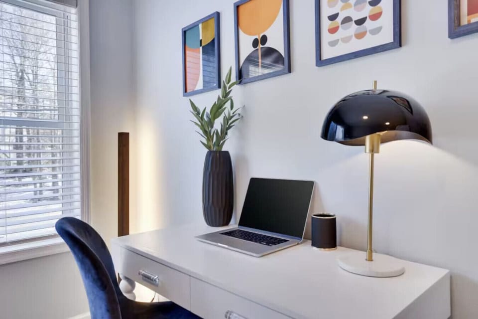 Need to catch up on work? Bedroom 3 includes a cozy workspace with a desk—perfect for remote work or study sessions.