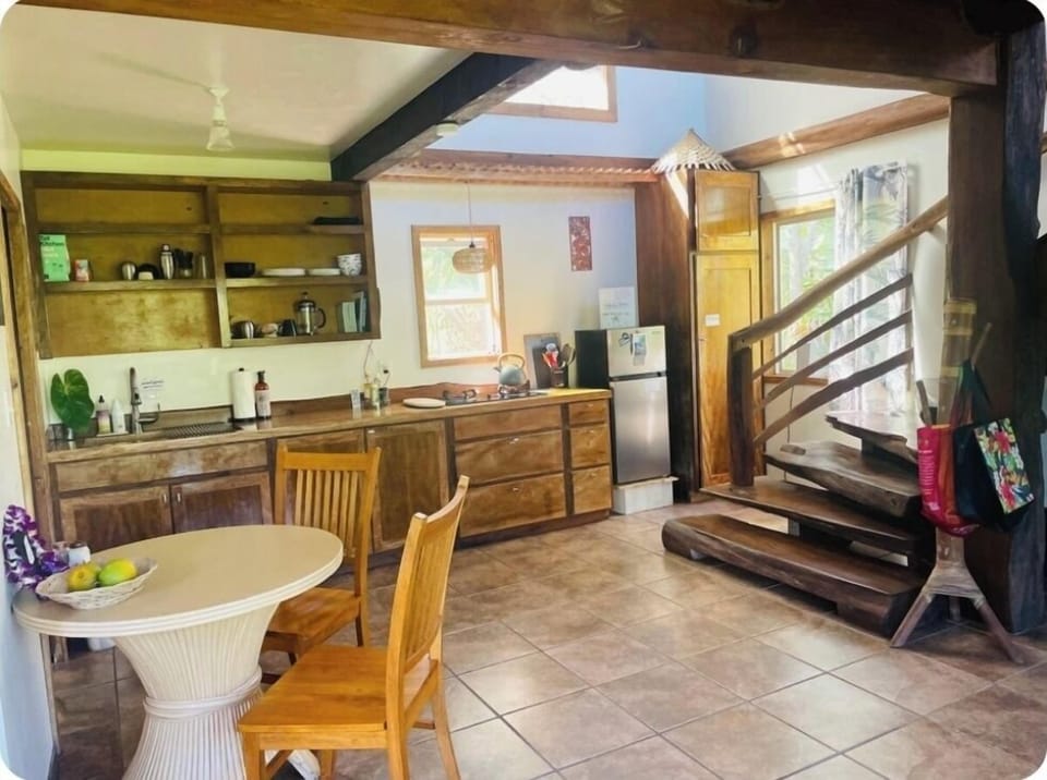 Dining table and kitchen