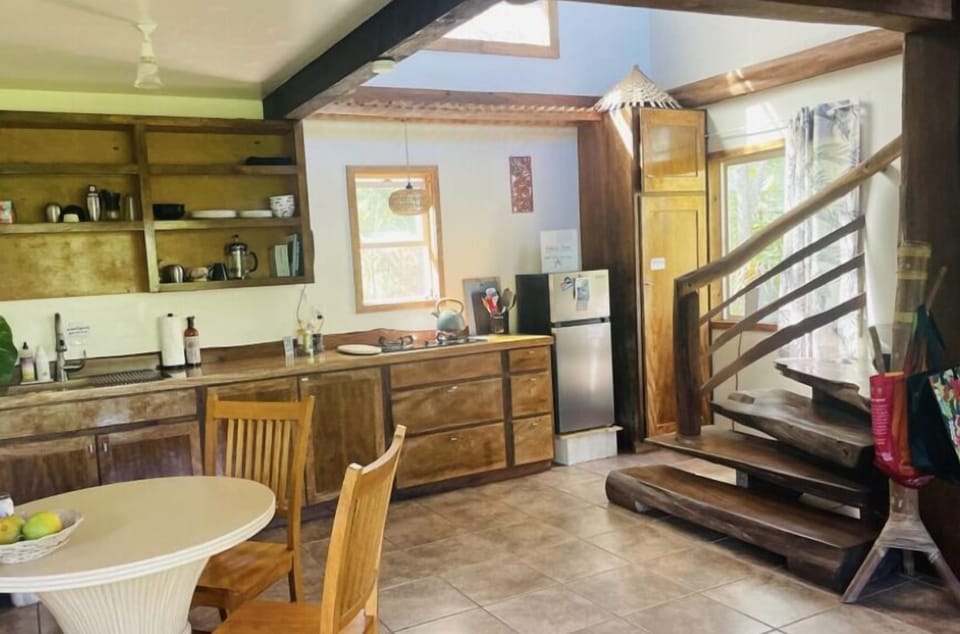 Dining table and kitchen