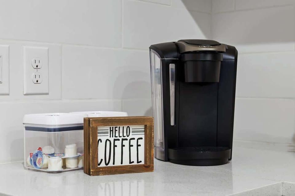 Coffee Corner: Energize your mornings with a modern coffee station and delightful creamers!

