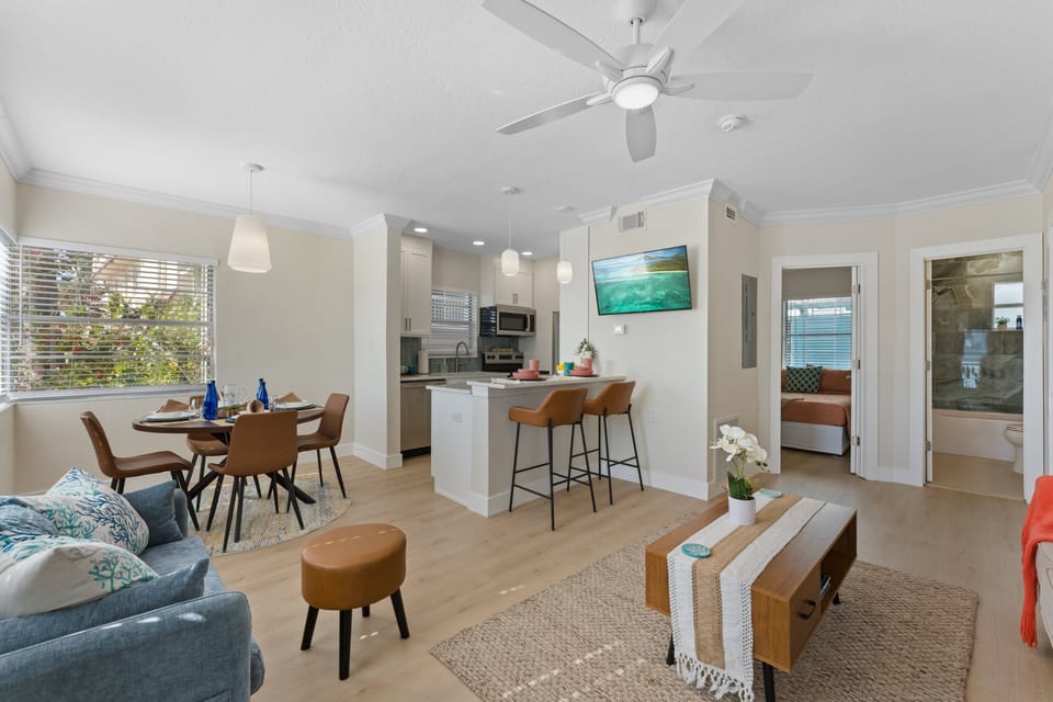Bright and cozy 1-bedroom retreat with beautiful waterfront scenery just steps away.