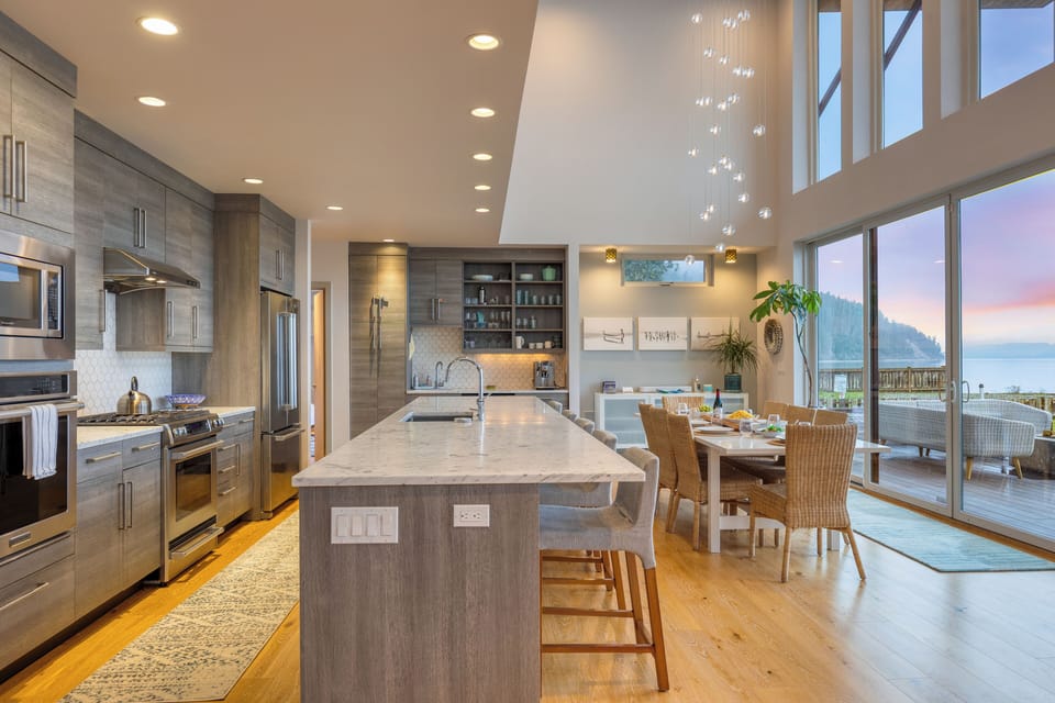 Dining area and kitchen.