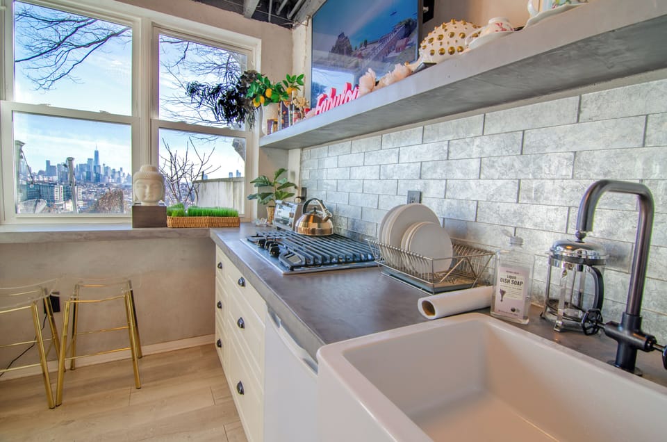 Kitchen with fresh floral accents