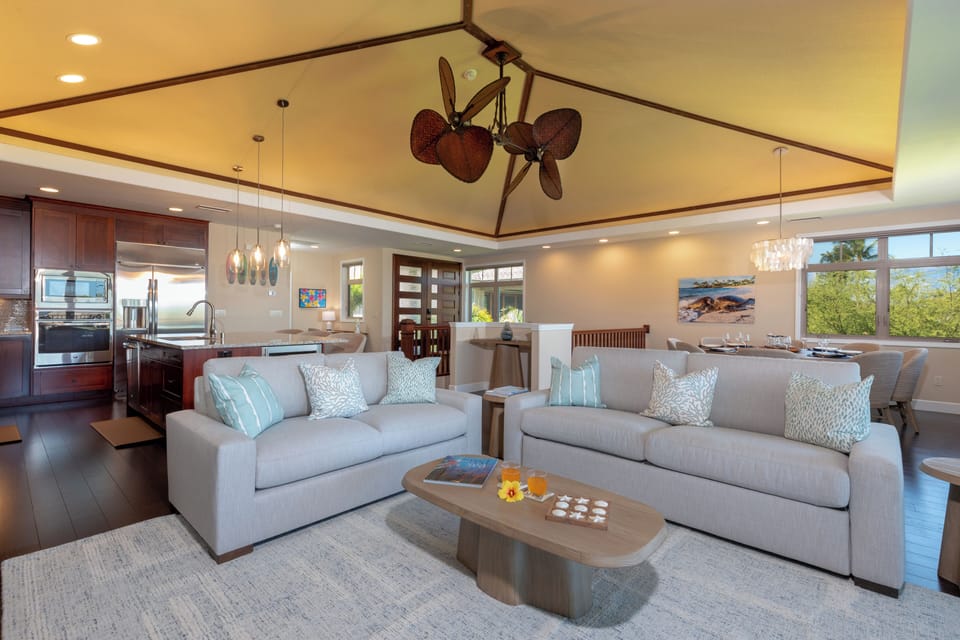 Spacious open concept living room with plenty of seating for everyone