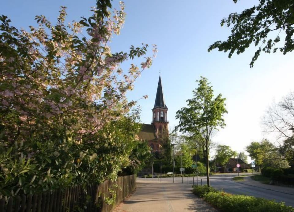 Church with Blooming Trees