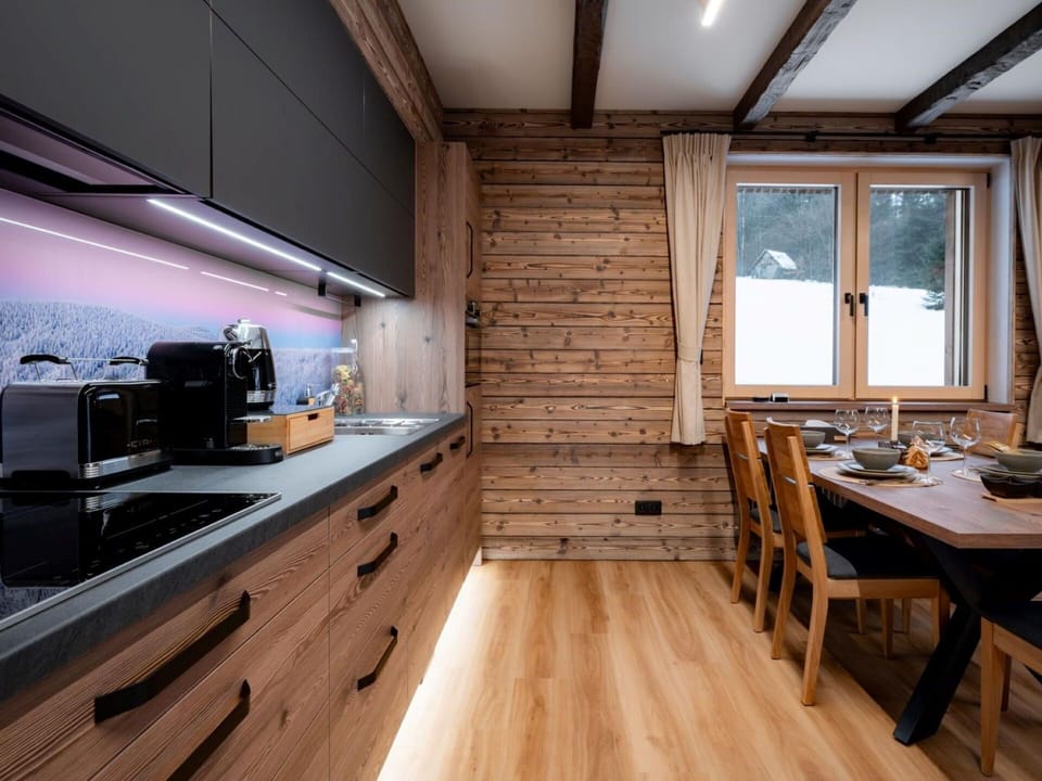 Wood, Kitchen, Flooring, Interior Design, Countertop, Furniture, Floor, Home, Cabinetry, Wood Stain