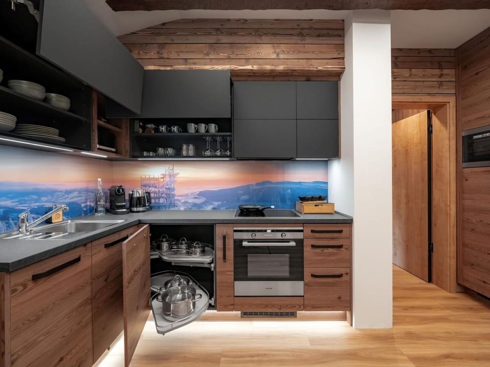 Kitchen, Flooring, Home, Home Appliance, Kitchen Appliance, Cabinetry, Major Appliance, Countertop, Wood Stain, Wood Flooring