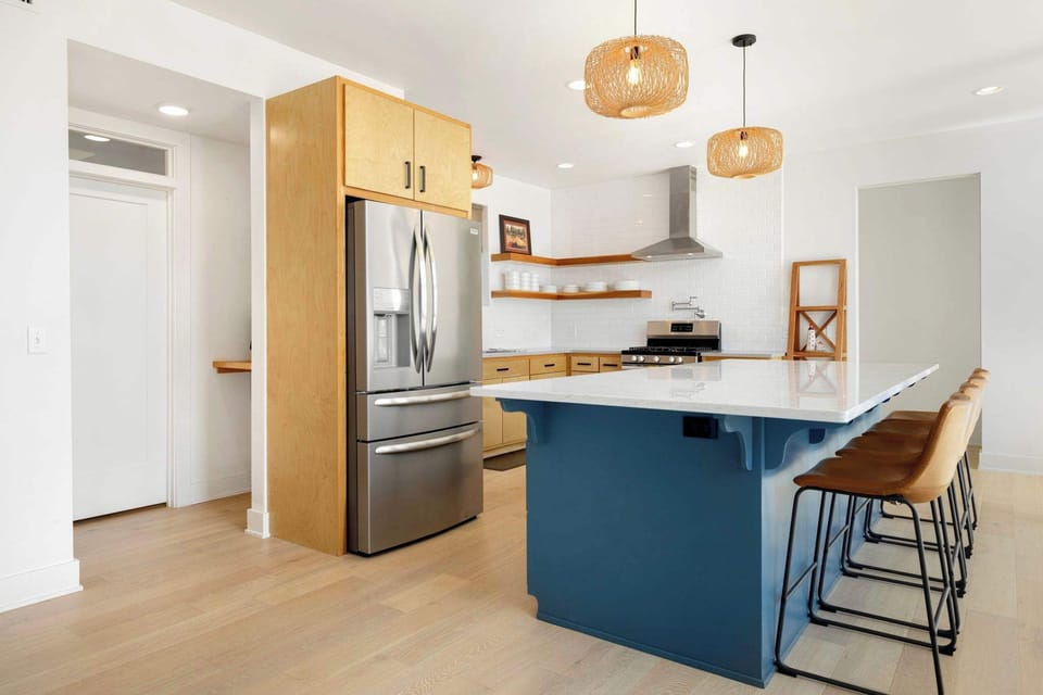 The kitchen is fully stocked to whip up a meal or just a good cup of coffee.