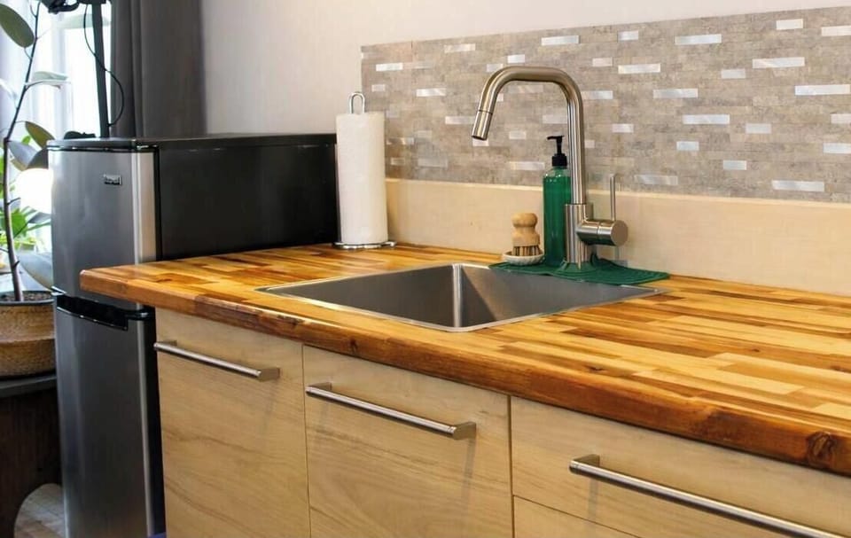 The kitchenette gives you lots of space to prep whatever you’re cooking.