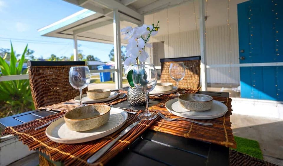 Dine outdoors with a stunning view.