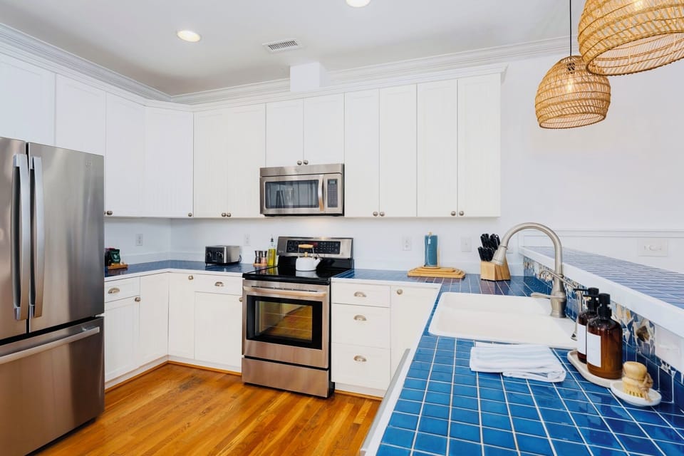 Chef’s kitchen with new stainless appliances