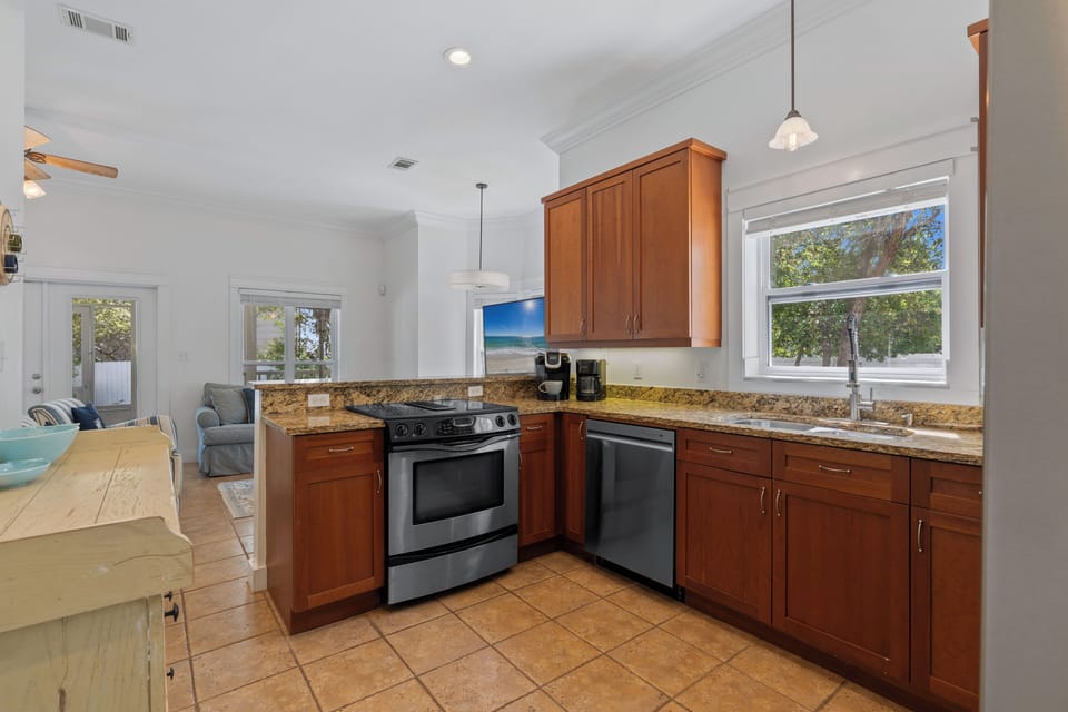 Fully Equipped Kitchen with granite at Ocean Glory 30A in Inlet Beach, FL.