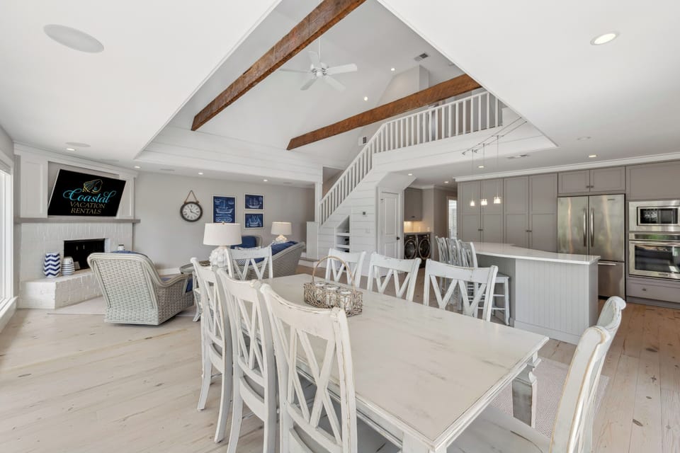 Dining table featuring 8 chairs