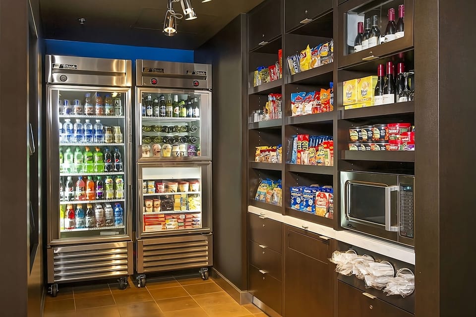 Grab snacks and drinks anytime from the convenient on-site market.