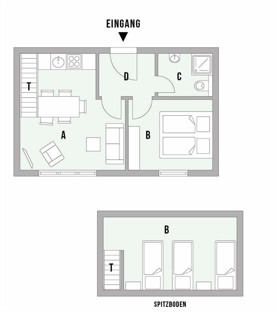 Floor plan of the vacation apartment with 2 bedrooms