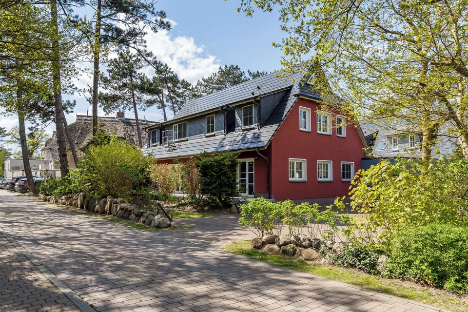 Exterior View of a Red Holiday Home