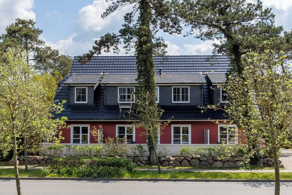 Exterior View of a Red Holiday Home