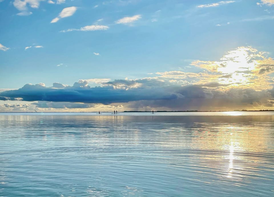 Beach view with water and clouds