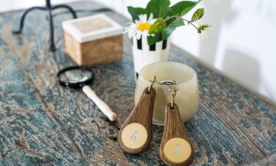 Decorative Table with Keys and Flowers