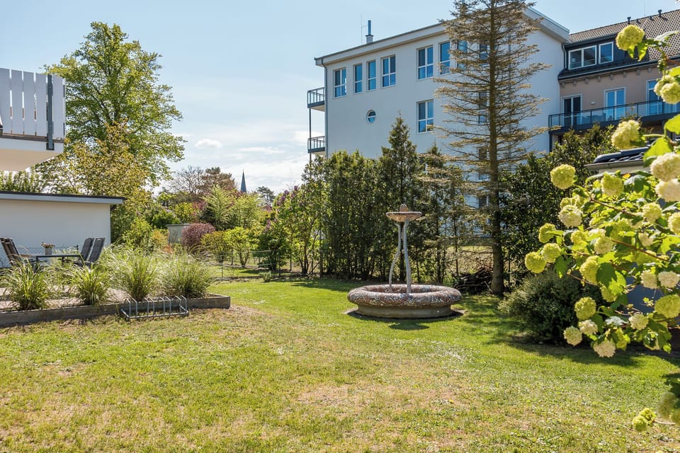 Garden view with lawn and trees