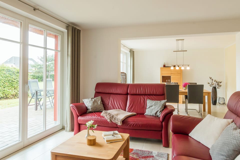 Cozy Living Room with Red Sofas