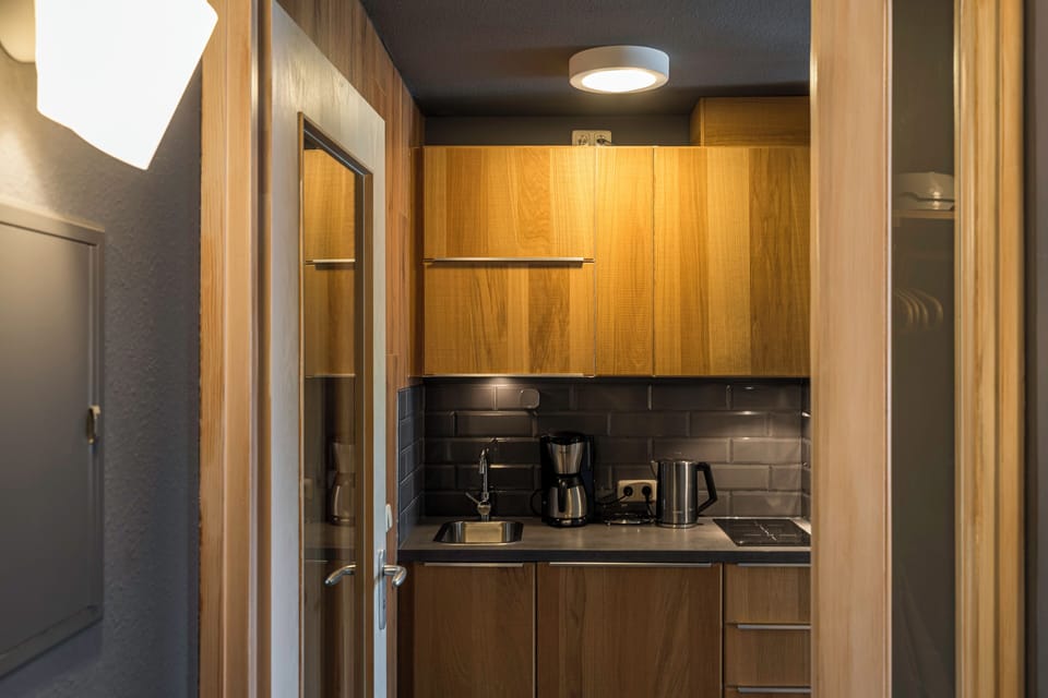 Kitchen with Wooden Cabinets and Modern Appliances
