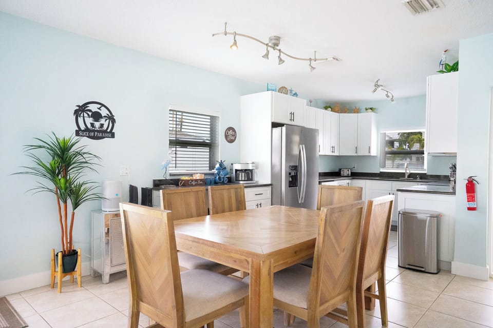 The well-equipped kitchen makes dining in easy and enjoyable.