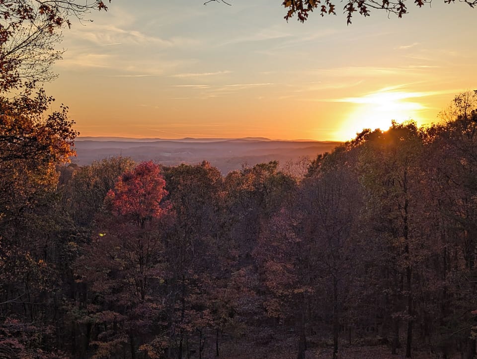 Sunset over the Allegheny mountains.