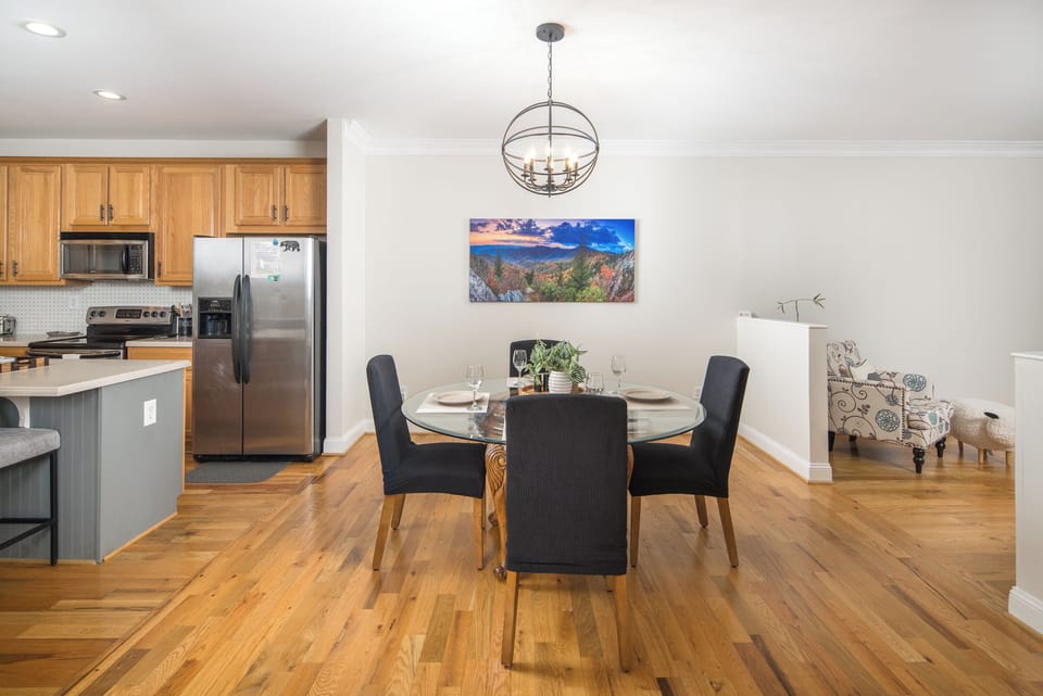 Spacious dining room with plenty of natural light.
