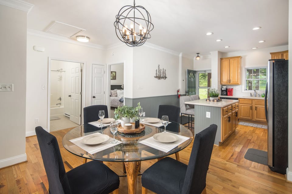 Spacious dining area with plenty of room for gatherings.