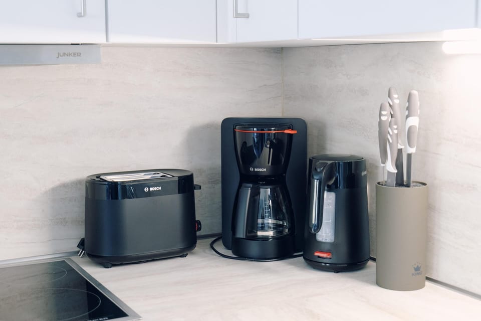 Modern Kitchen with Toaster and Coffee Maker