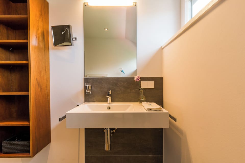Bathroom with Modern Sink and Mirror
