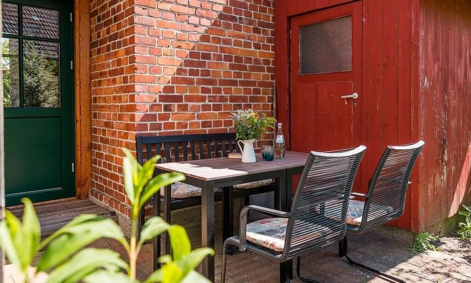 Cozy terrace with table and chairs