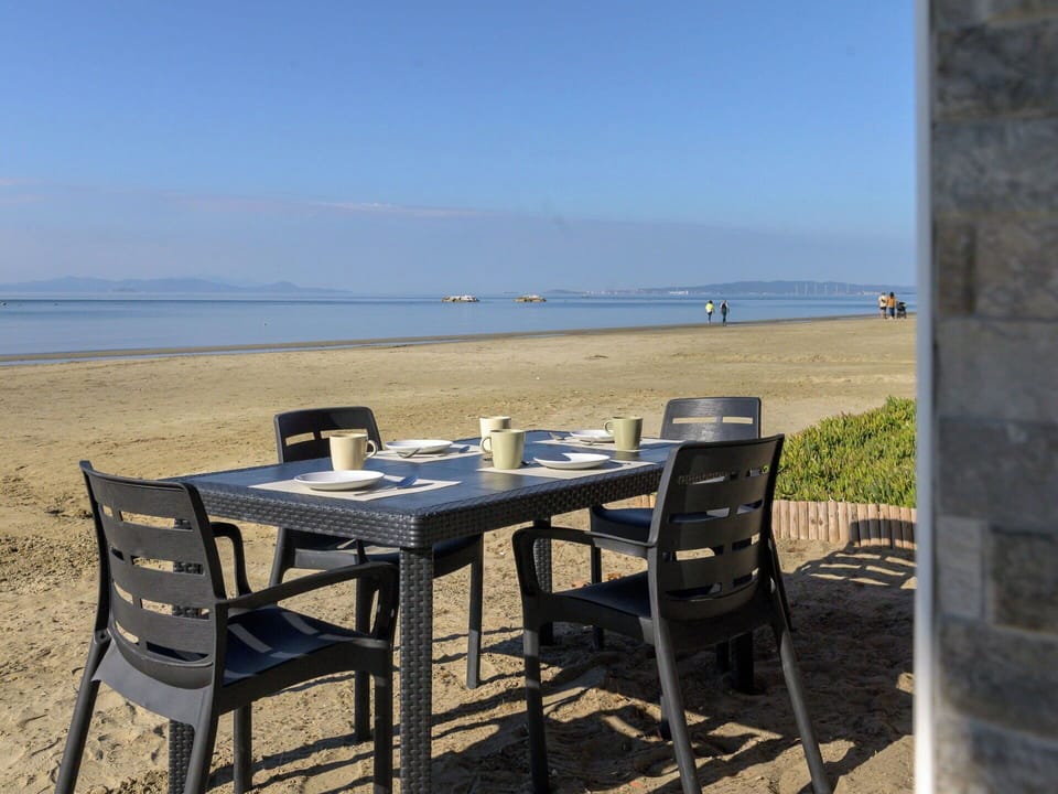 Furniture, Outdoor Furniture, Chair, Table, Outdoor Table, Sea, Coastal And Oceanic Landforms, Coast, Kitchen & Dining Room Table, Shade