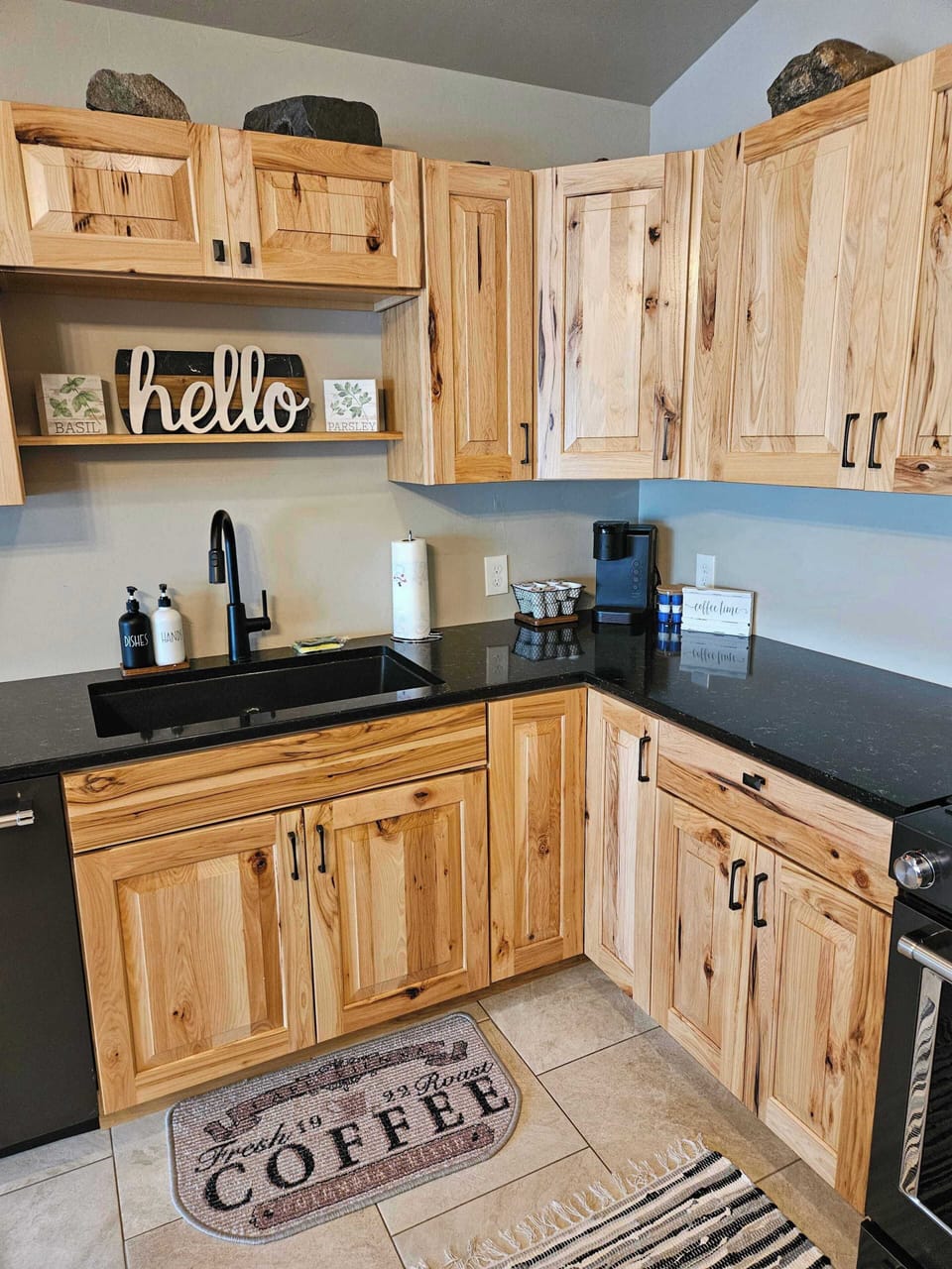 Cozy kitchen with beautiful wood cabinets