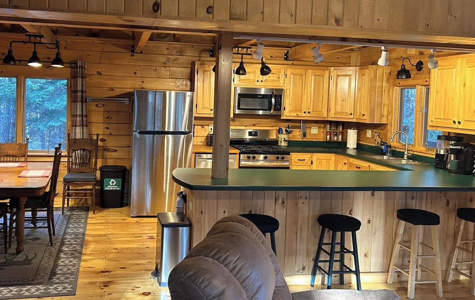 Well-stocked kitchen includes drip coffee maker, Keurig and kettle