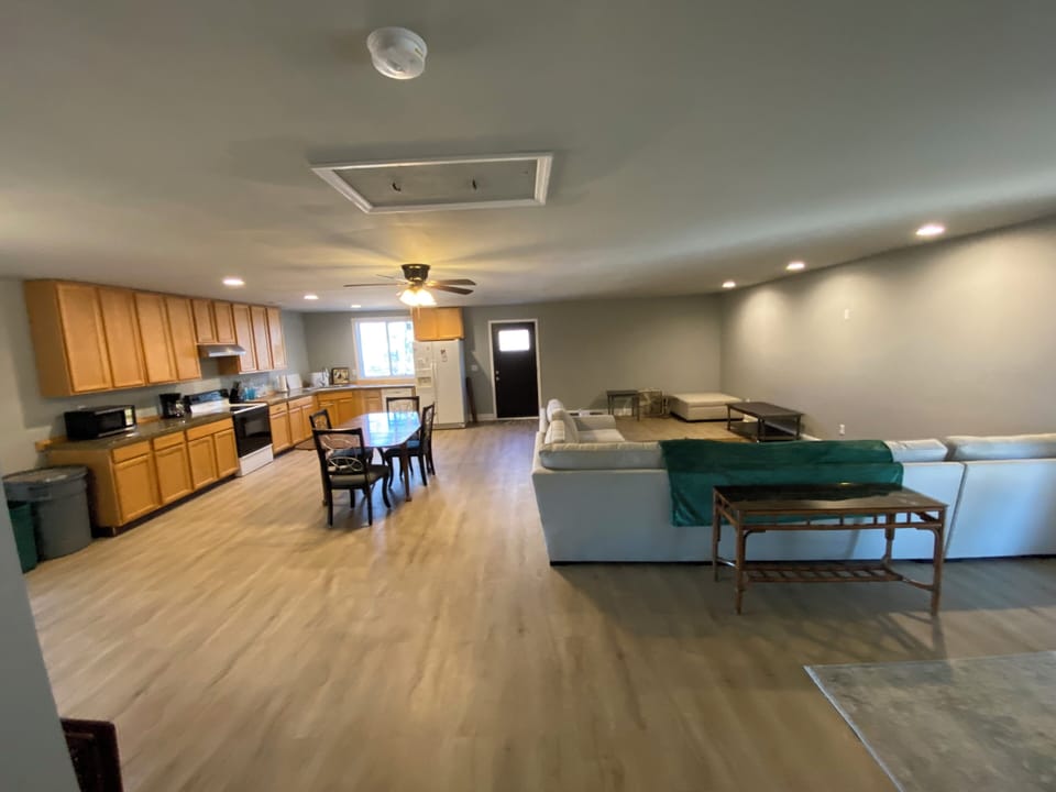 open concept kitchen and living room